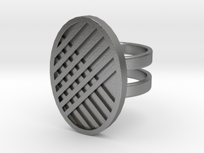Two Stripe Ring in Natural Silver: 4 / 46.5