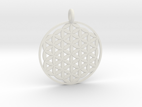 Flower of Life Sacred Geometry pendant - Two sizes in White Natural Versatile Plastic: Small