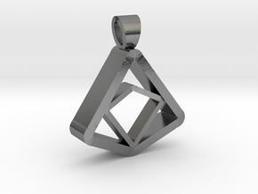 Square and Triangle illusion [pendant] in Polished Silver