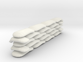 Sandbags Wall Miniature (28mm Scale) in White Natural Versatile Plastic