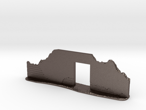 Damaged Brick Wall with Doorway (28mm Scale) in Polished Bronzed-Silver Steel