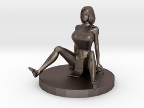 Chinese Girl Fell on Her Behind (28mm Scale) in Polished Bronzed-Silver Steel