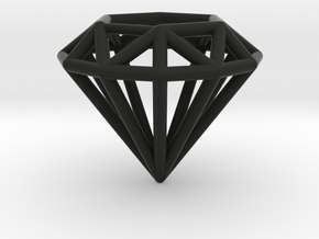 Diamond shaped wire pendant in Black Natural Versatile Plastic