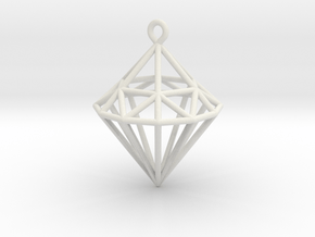 Wireframe Diamond Pendant in White Natural Versatile Plastic