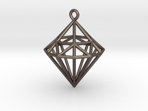 Wireframe Diamond Pendant in Polished Bronzed-Silver Steel