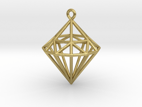 Wireframe Diamond Pendant in Natural Brass