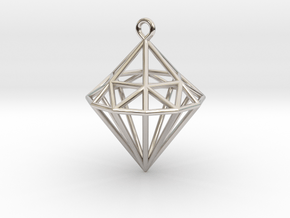 Wireframe Diamond Pendant in Rhodium Plated Brass