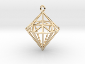 Wireframe Diamond Pendant in 14k Gold Plated Brass