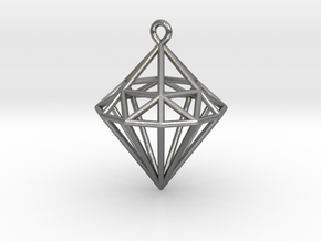Wireframe Diamond Pendant in Natural Silver