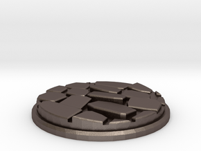 Uneven Cobblestone Miniature Base Plate (25mm) in Polished Bronzed-Silver Steel