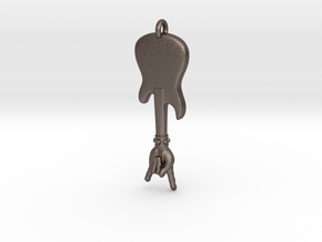 Guitar Pendant 7 in Polished Bronzed-Silver Steel