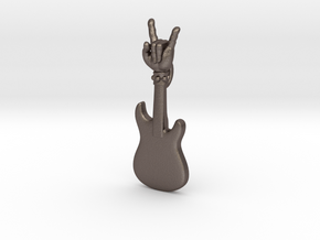 Guitar Pendant 19 in Polished Bronzed-Silver Steel