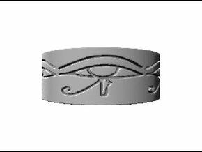 Egyptian Eye Of Horus Ring Size 6 in Polished Bronzed Silver Steel