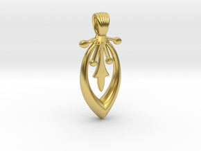 A long art deco flower [pendant] in Polished Brass