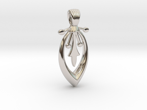 A long art deco flower [pendant] in Platinum
