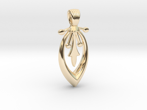 A long art deco flower [pendant] in 14K Yellow Gold