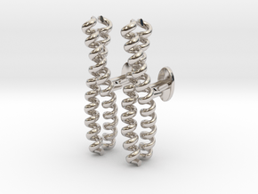 Dimeric coiled-coil cufflinks in Rhodium Plated Brass