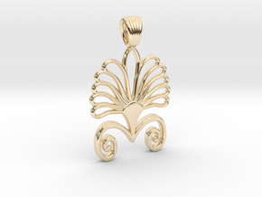 Art deco flower palm [pendant] in 14K Yellow Gold