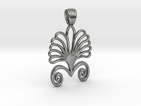 Art deco flower palm [pendant] in Polished Silver