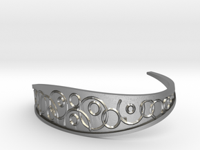 Emboss - Bangle Cuff - Small Size in Natural Silver: Small
