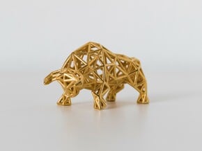 Wall Street Bull Wireframe - Stainless Steel in Polished Gold Steel: Small