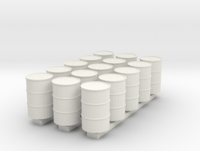 'N Scale' - (15) 55 Gallon Drums in White Natural Versatile Plastic