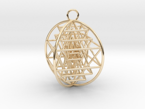 3D Sri Yantra 4 Sided Optimal 2" in 14K Yellow Gold