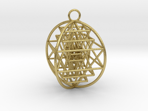 3D Sri Yantra 4 Sided Optimal 2" in Natural Brass