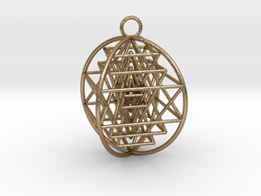 3D Sri Yantra 4 Sided Optimal 2" in Polished Gold Steel