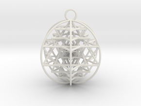 3D Sri Yantra 6 Sided Optimal Pendant 2" in White Natural Versatile Plastic