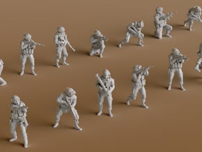 1:144 Soldiers Combat 1 Group 1 - 13 in Tan Fine Detail Plastic