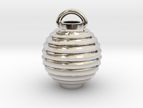 Paper Lantern Pendant, round in Rhodium Plated Brass