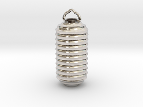 Paper Lantern Pendant, tall in Rhodium Plated Brass