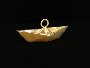 Paper Boat Necklace/Pendant I in Natural Bronze: Large
