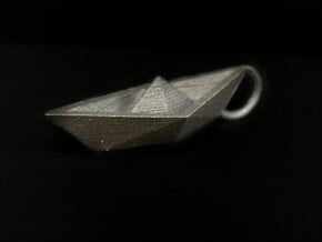 Paper Boat Keychain in Matte Black Steel