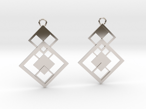 Geometrical earrings no.7 in Rhodium Plated Brass: Small