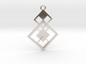 Geometrical pendant no.7 in Rhodium Plated Brass: Large