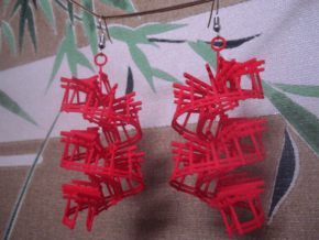 torii gate spiral earrings in Red Processed Versatile Plastic