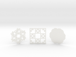 3 Geometric Coasters in White Natural Versatile Plastic