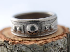 Skull Ring in Polished Nickel Steel