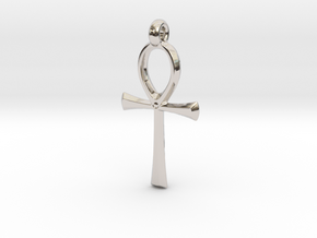 Ankh with hook in Rhodium Plated Brass
