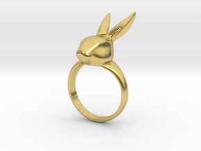 Rabbit ring in Polished Brass