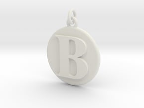 B Pendant in White Natural Versatile Plastic