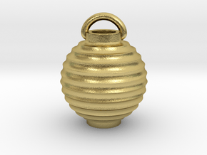 Paper Lantern Pendant, round in Natural Brass