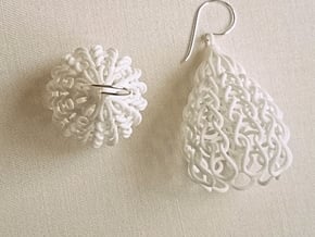 Knit Earrings in White Natural Versatile Plastic