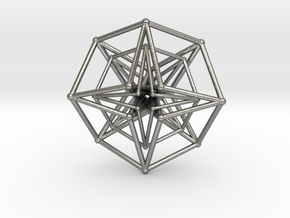 Double Hypercube pendant 30mm in Natural Silver