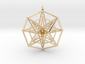 Double Hypercube pendant with ring in 14k Gold Plated Brass