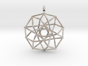 4D Archimedean Hyperform Toroidal Projection w rin in Rhodium Plated Brass