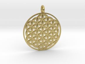 Flower of Life Pendant 22mm and 30mm in Natural Brass: Large