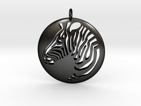 Zebra Round  Pendant  in Matte Black Steel